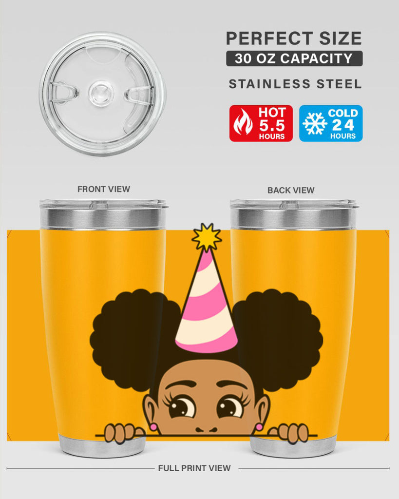 peekaboo afro puffs birthday girl 24#- women-girls- Tumbler