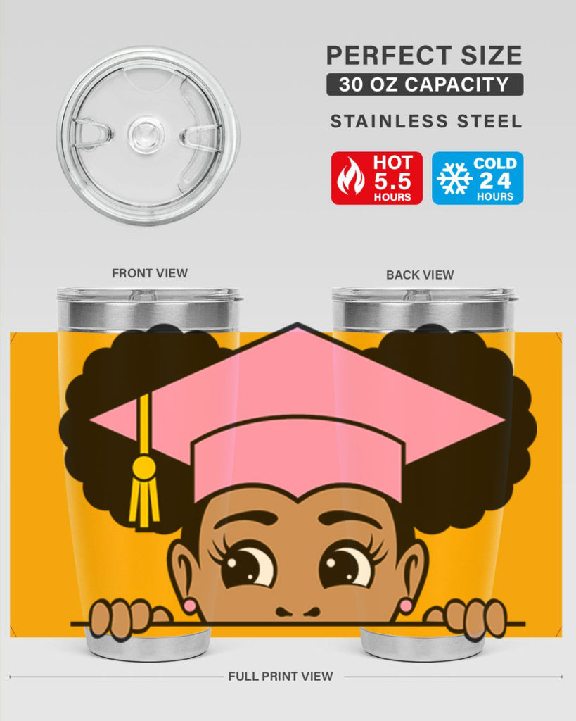 peekaboo afro puffs grad girl 23#- women-girls- Tumbler