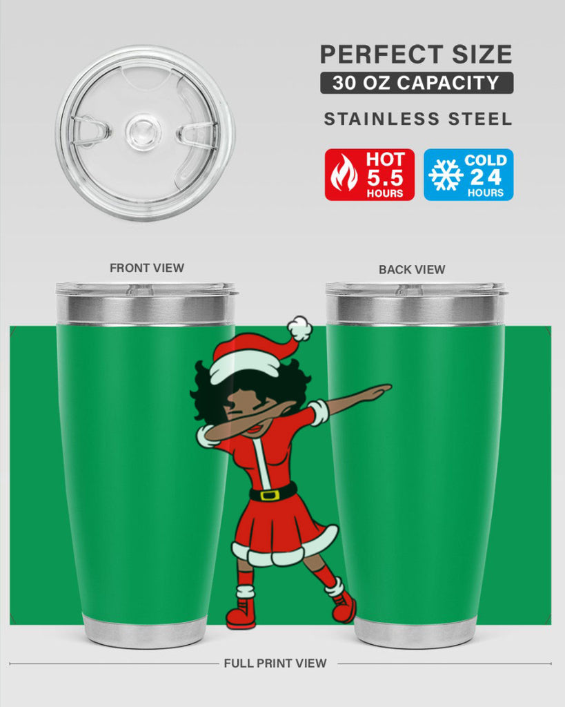 dabbing santa claus afro girl 50#- women-girls- Tumbler