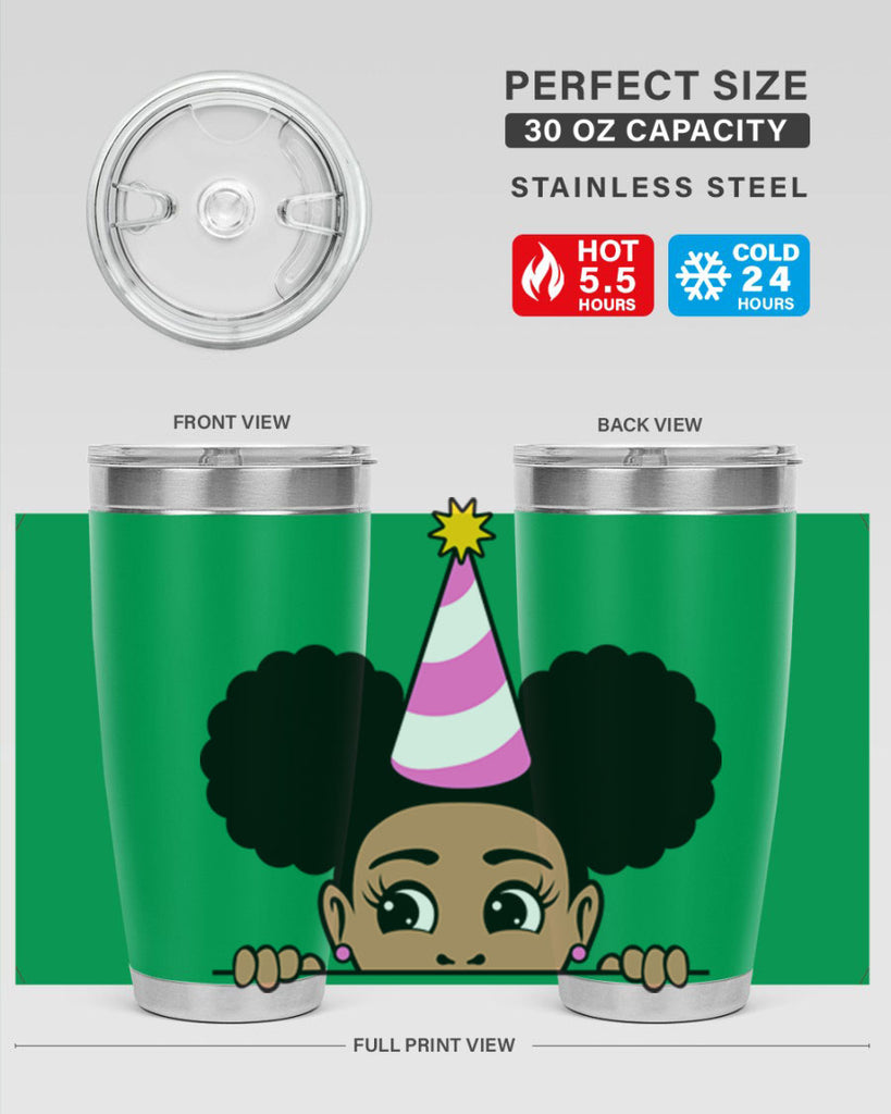 peekaboo afro puffs birthday girl 24#- women-girls- Tumbler