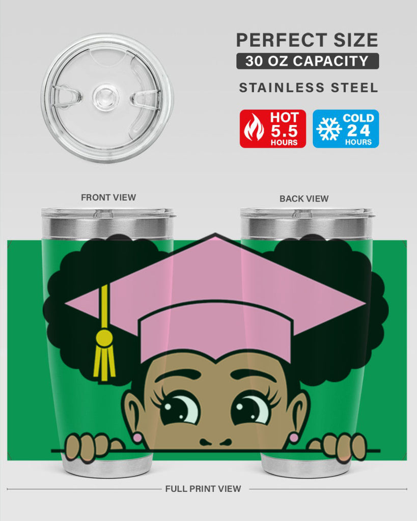 peekaboo afro puffs grad girl 23#- women-girls- Tumbler