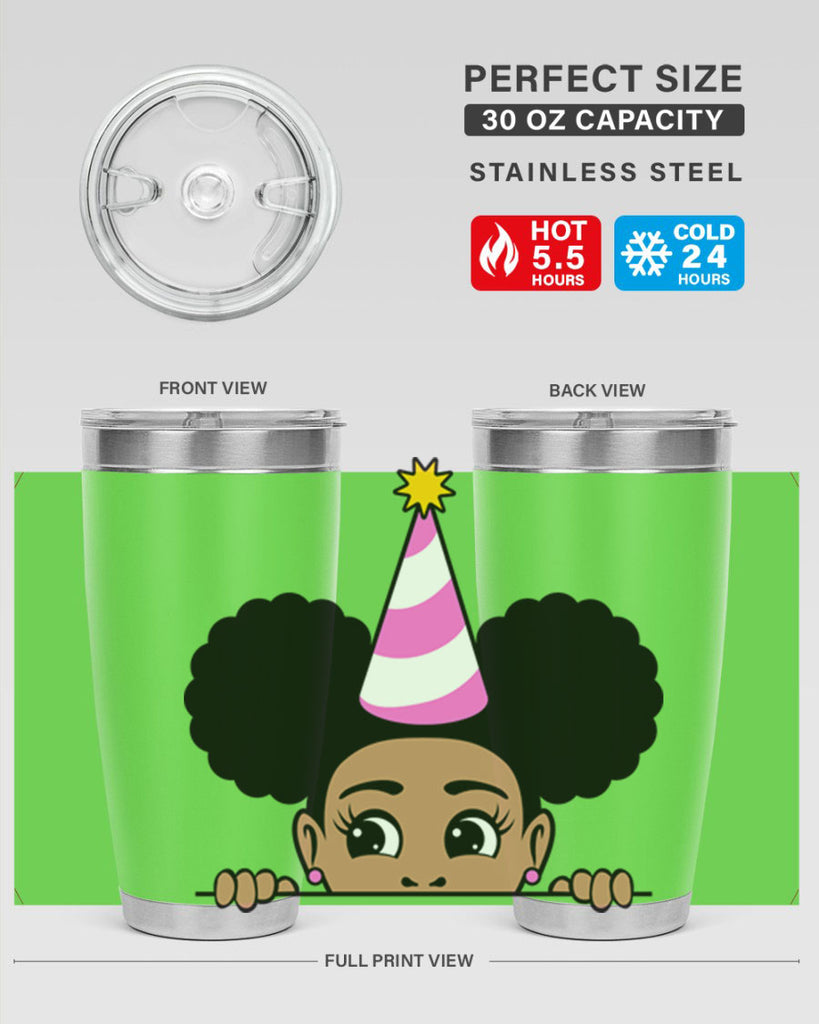 peekaboo afro puffs birthday girl 24#- women-girls- Tumbler