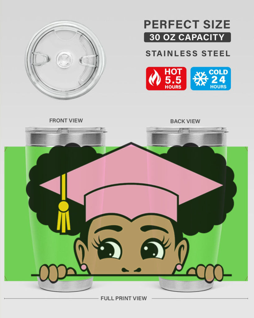 peekaboo afro puffs grad girl 23#- women-girls- Tumbler