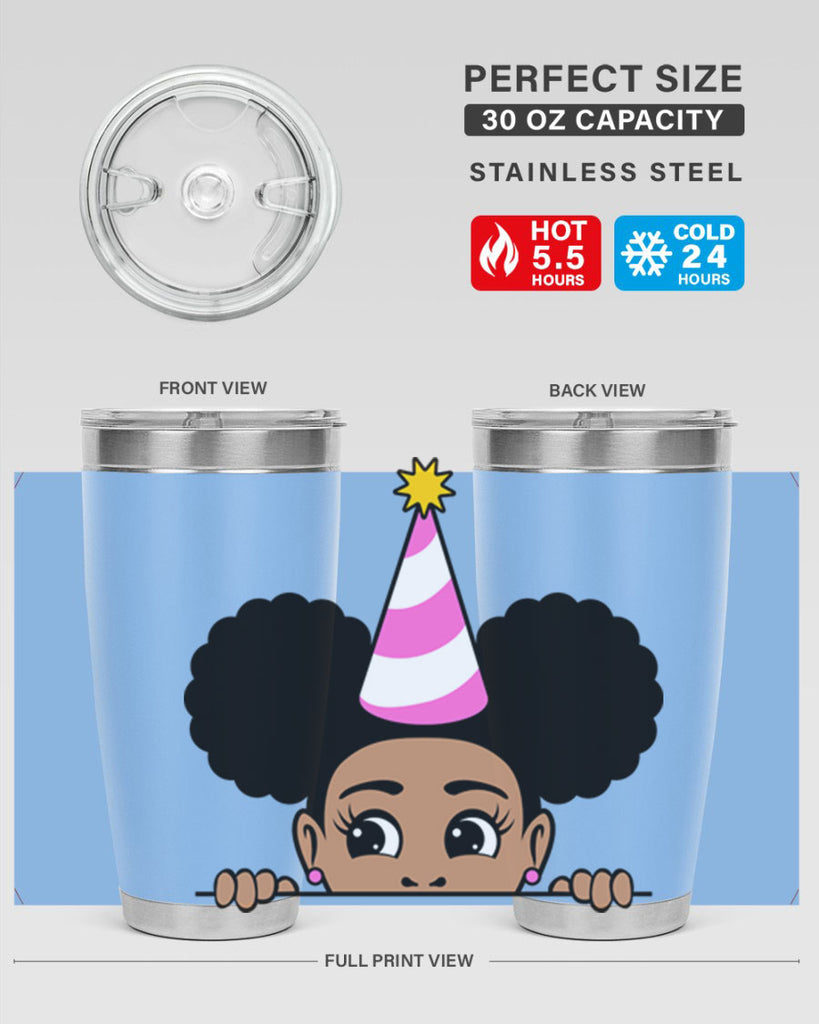 peekaboo afro puffs birthday girl 24#- women-girls- Tumbler