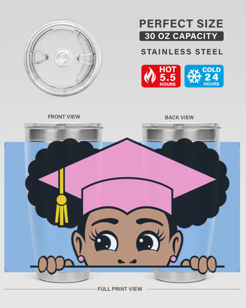 peekaboo afro puffs grad girl 23#- women-girls- Tumbler
