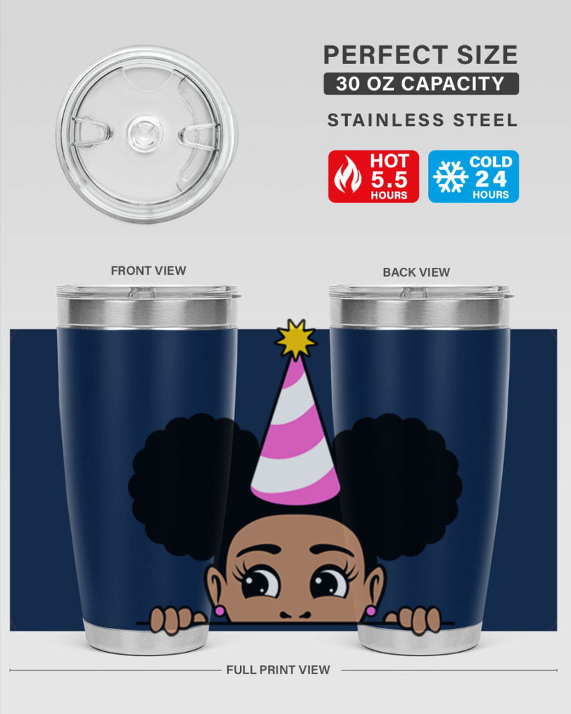 peekaboo afro puffs birthday girl 24#- women-girls- Tumbler