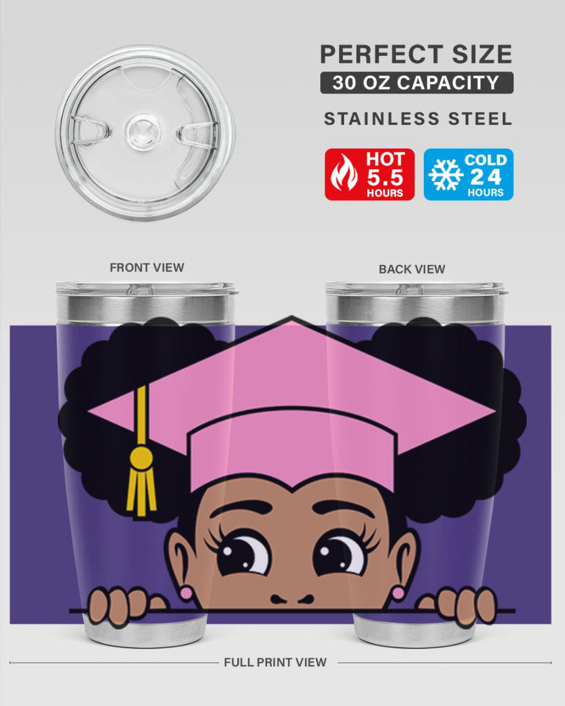 peekaboo afro puffs grad girl 23#- women-girls- Tumbler