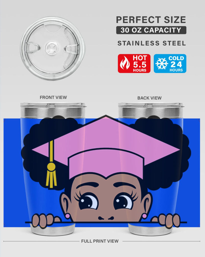 peekaboo afro puffs grad girl 23#- women-girls- Tumbler