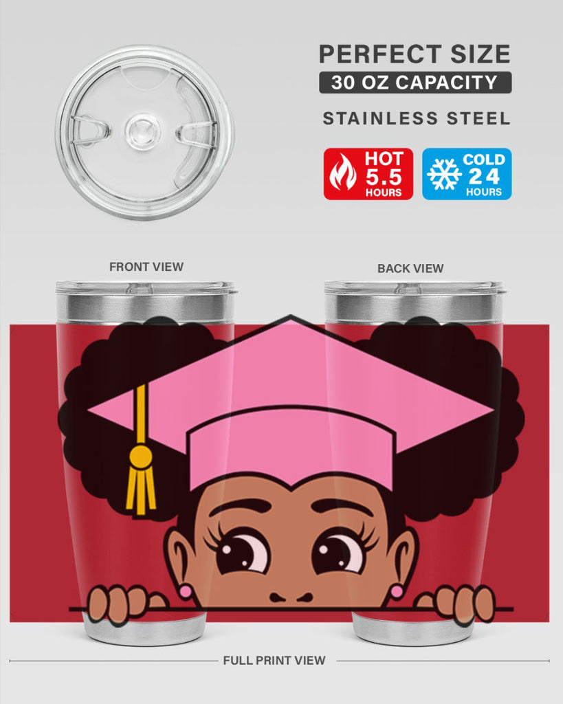 peekaboo afro puffs grad girl 23#- women-girls- Tumbler
