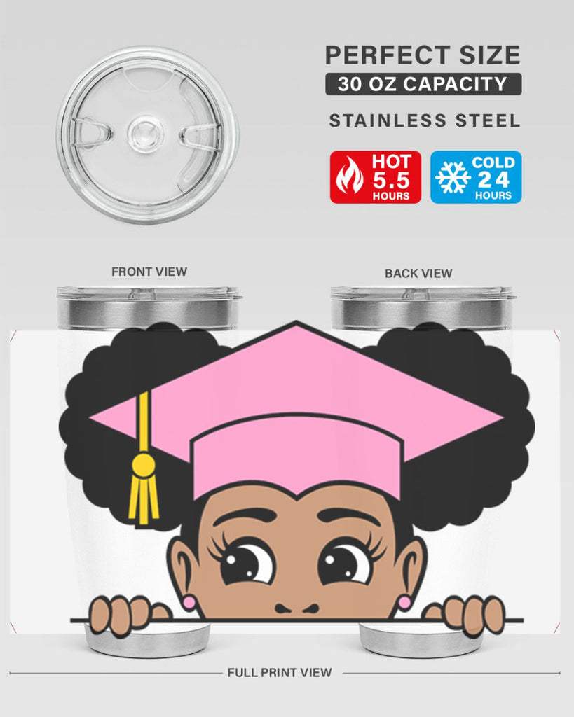 peekaboo afro puffs grad girl 23#- women-girls- Tumbler