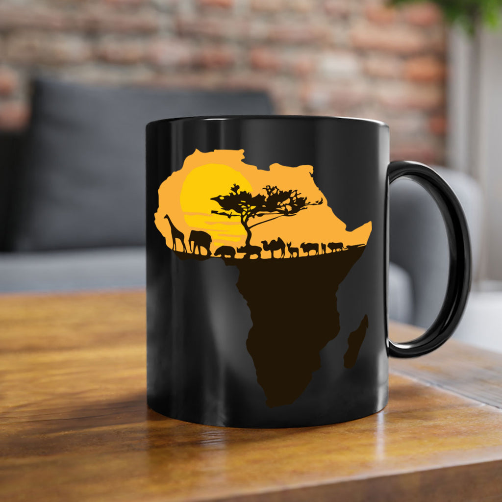 africa with animals- black words - phrases-Mug / Coffee Cup