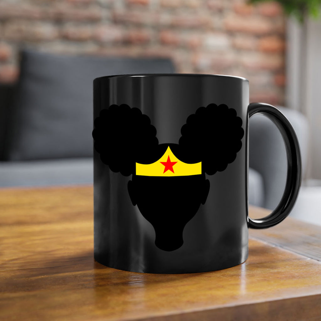 afro puffs girl wonder woman 78#- Black women - Girls-Mug / Coffee Cup