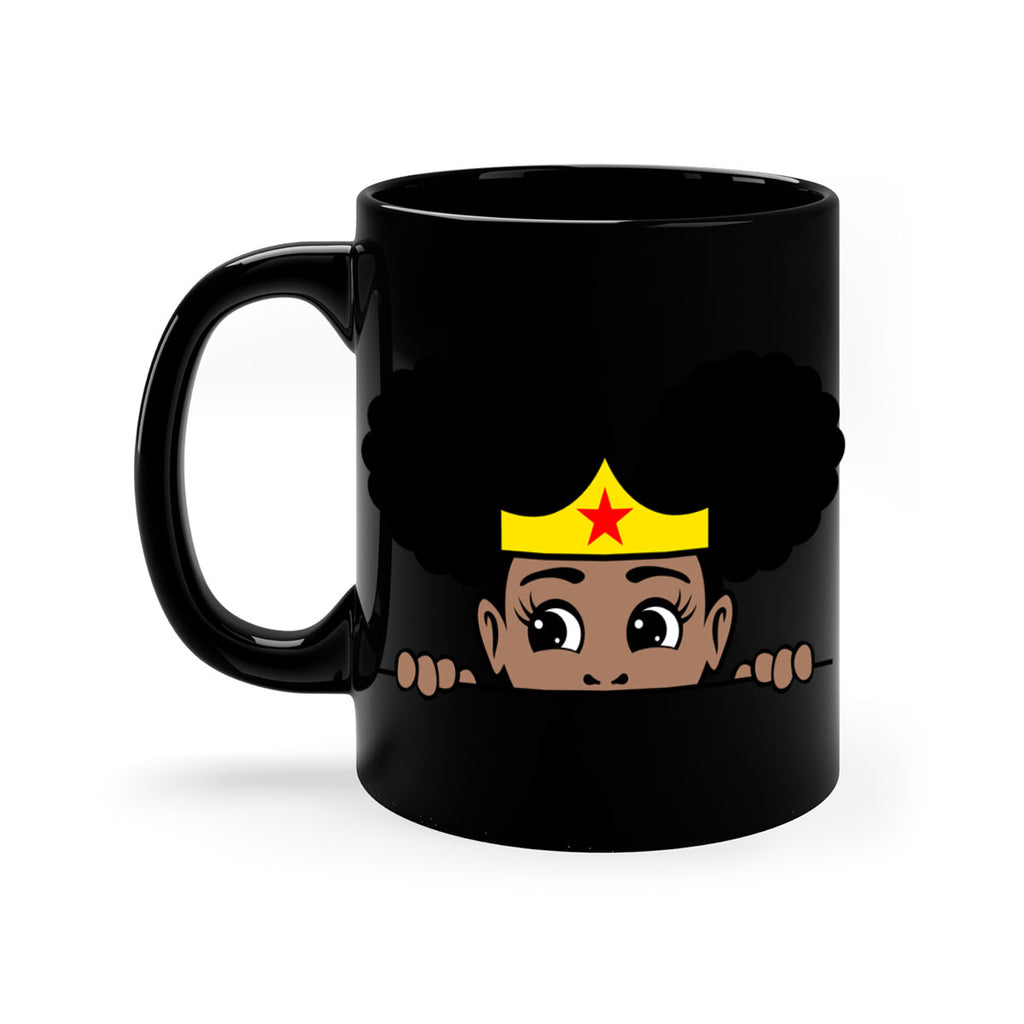 afro puff wonder woman girl peekaboo 84#- Black women - Girls-Mug / Coffee Cup
