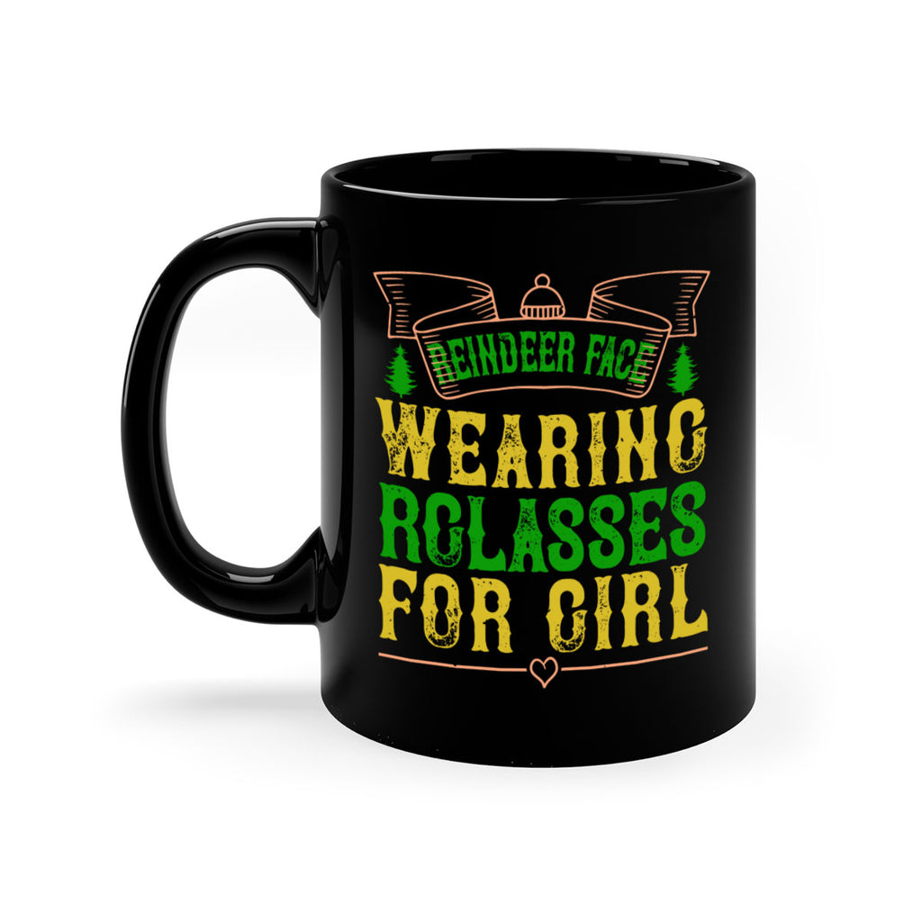 reindeer face wearing glasses for girl 368#- christmas-Mug / Coffee Cup