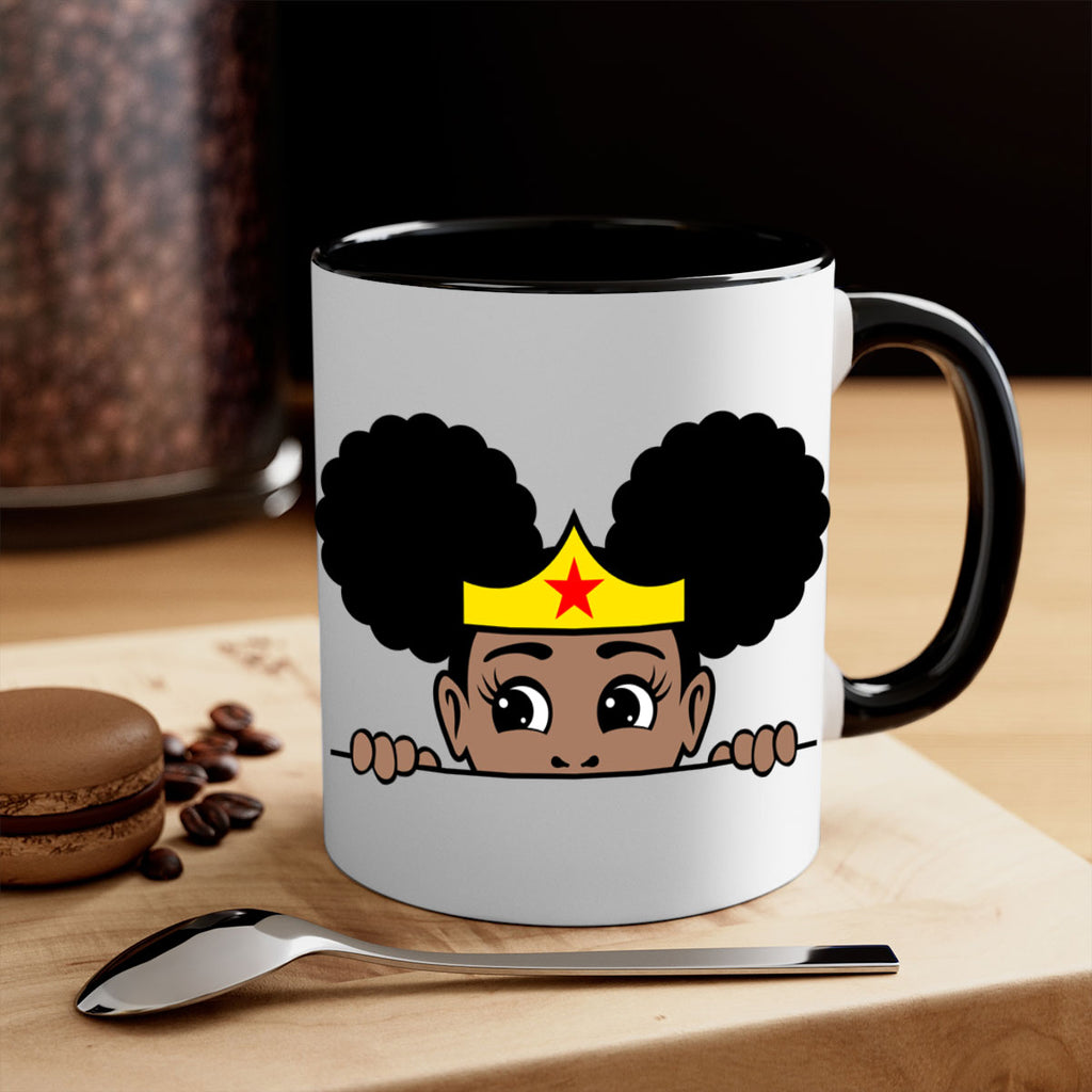 afro puff wonder woman girl peekaboo 84#- Black women - Girls-Mug / Coffee Cup
