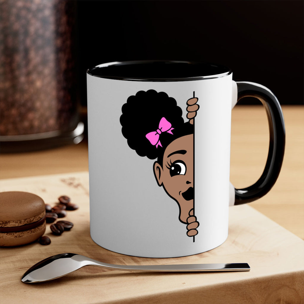 afro puffs girl peekaboo 83#- Black women - Girls-Mug / Coffee Cup