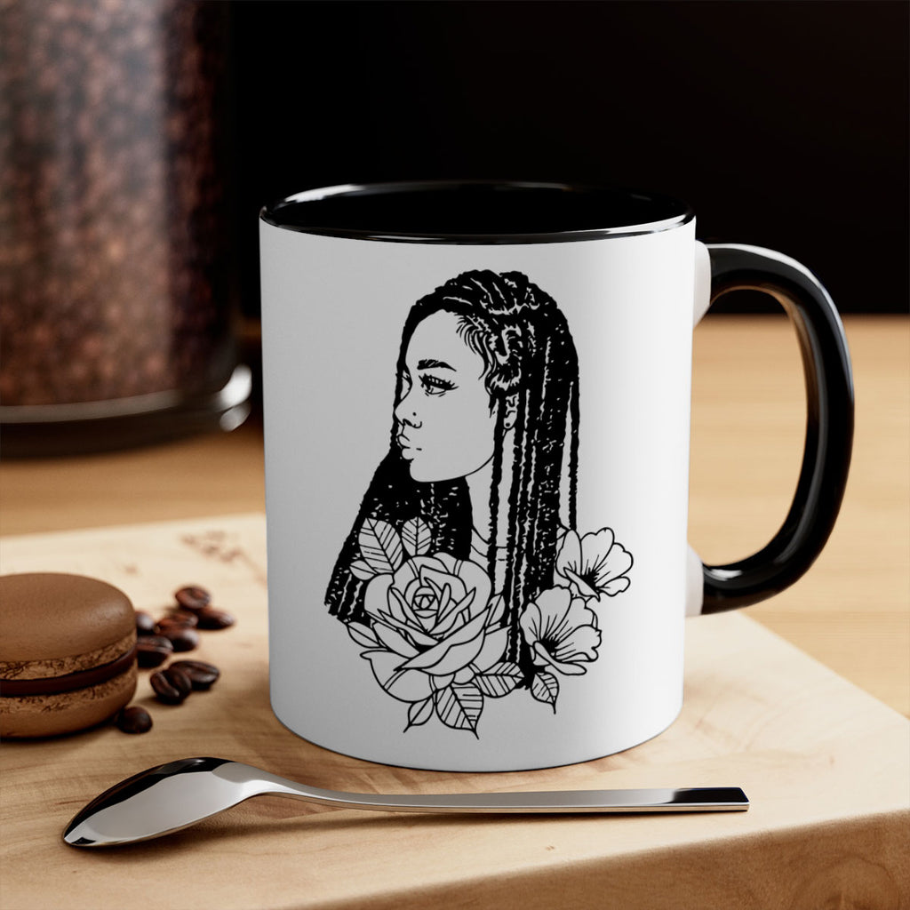 afro with flowers 70#- Black women - Girls-Mug / Coffee Cup