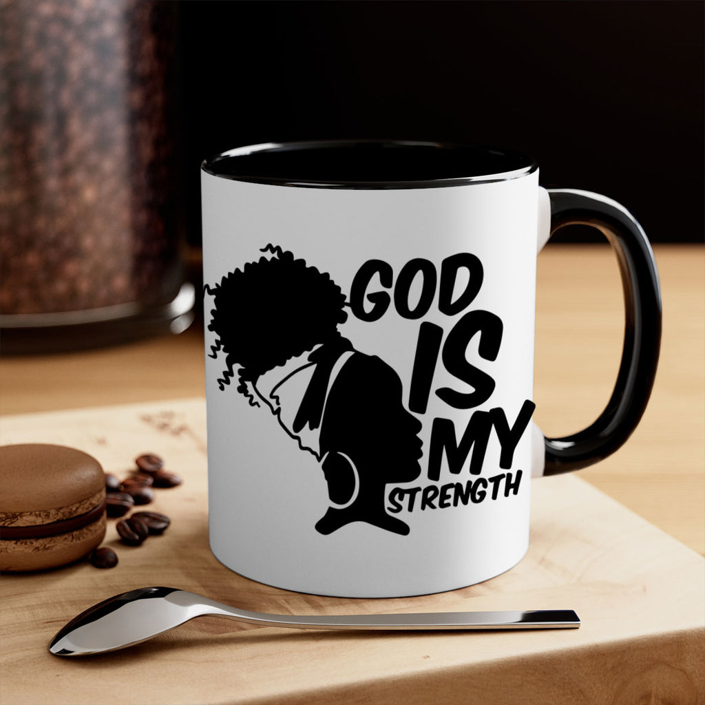 god is my strength- black words - phrases-Mug / Coffee Cup