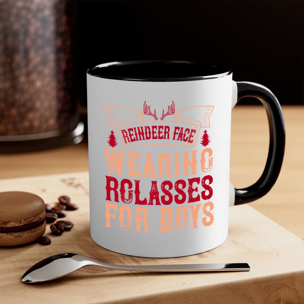 reindeer face wearing glasses for boys 370#- christmas-Mug / Coffee Cup