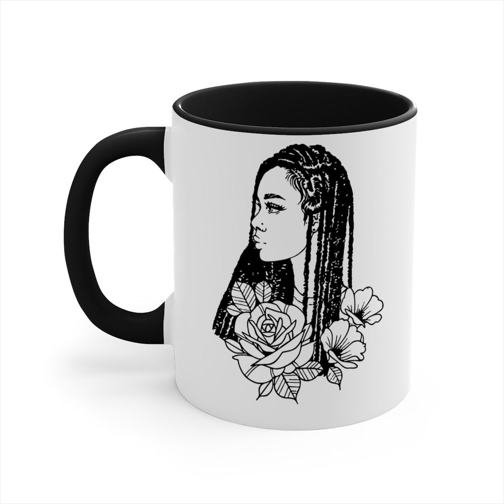 afro with flowers 70#- Black women - Girls-Mug / Coffee Cup