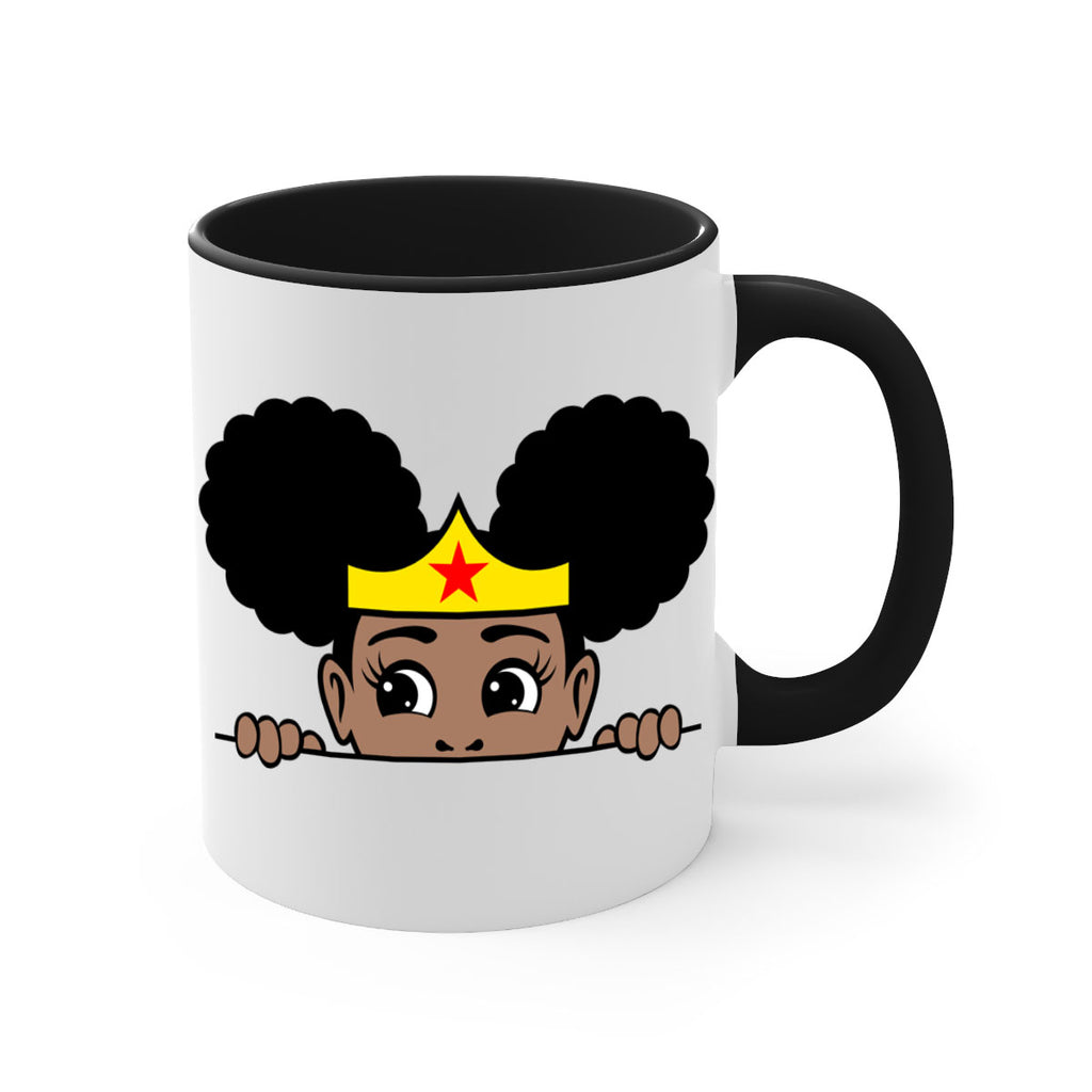 afro puff wonder woman girl peekaboo 84#- Black women - Girls-Mug / Coffee Cup