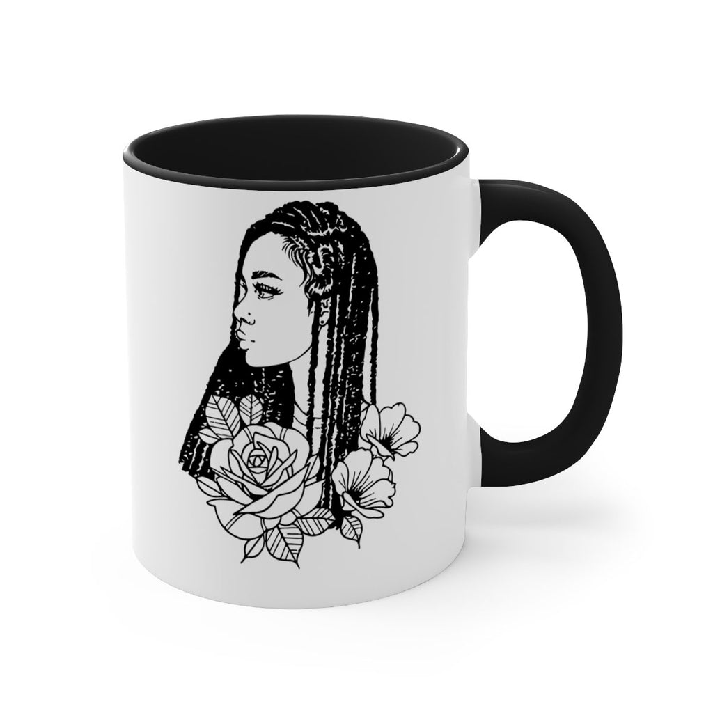 afro with flowers 70#- Black women - Girls-Mug / Coffee Cup
