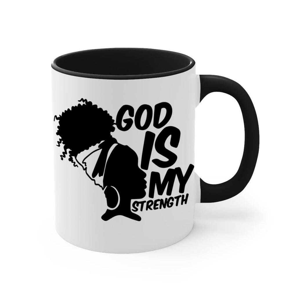 god is my strength- black words - phrases-Mug / Coffee Cup