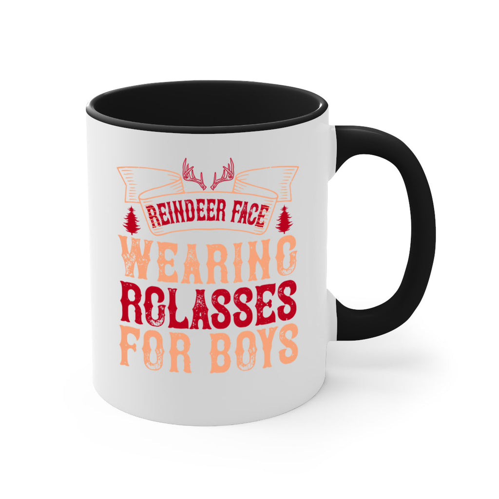 reindeer face wearing glasses for boys 370#- christmas-Mug / Coffee Cup