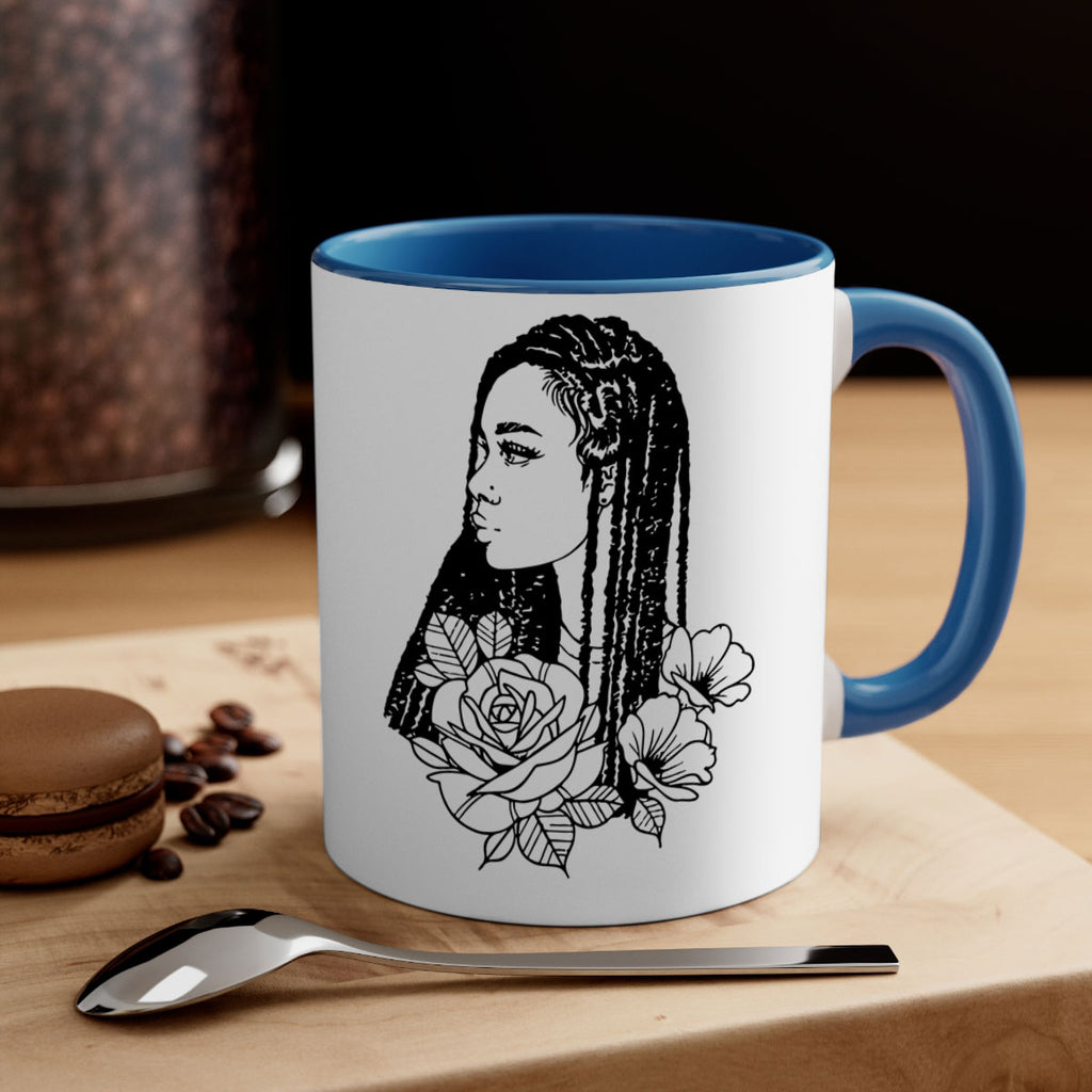 afro with flowers 70#- Black women - Girls-Mug / Coffee Cup