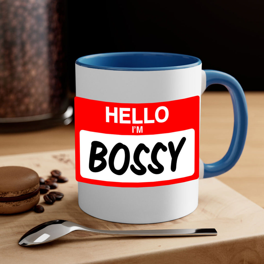 hello im bossy 132#- black words - phrases-Mug / Coffee Cup