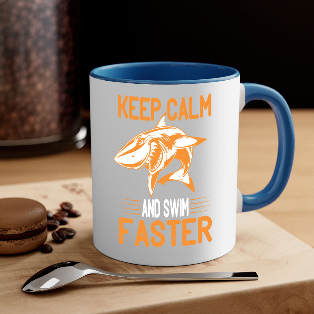keep calm and swim faster Style 58#- Shark-Fish-Mug / Coffee Cup