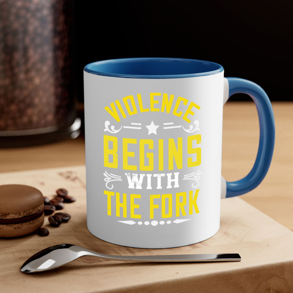 violence begins with the fork 11#- vegan-Mug / Coffee Cup