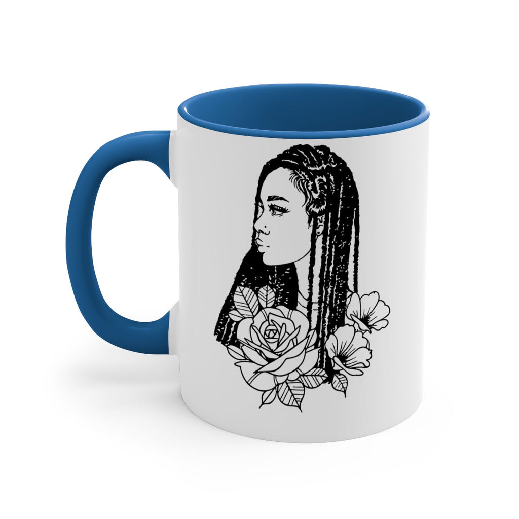 afro with flowers 70#- Black women - Girls-Mug / Coffee Cup