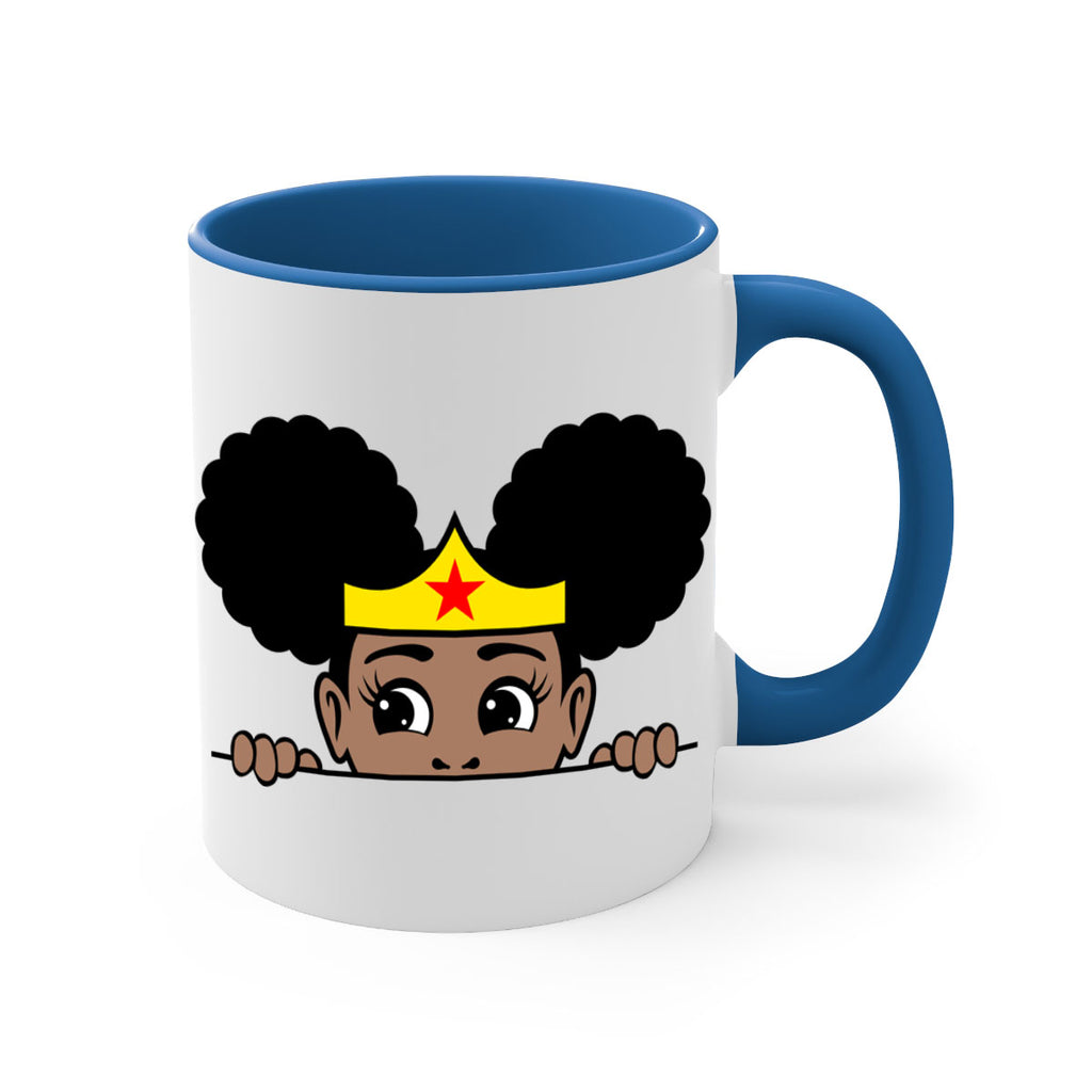 afro puff wonder woman girl peekaboo 84#- Black women - Girls-Mug / Coffee Cup