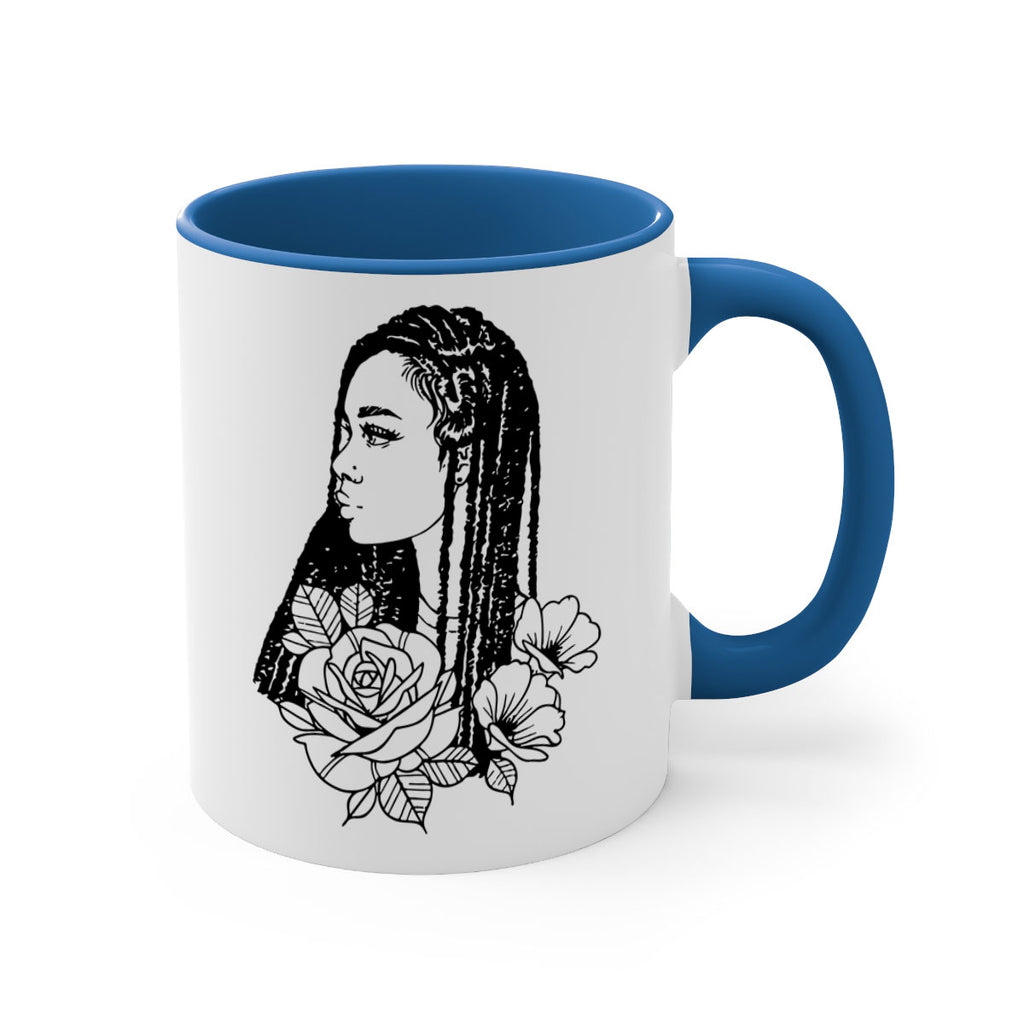 afro with flowers 70#- Black women - Girls-Mug / Coffee Cup