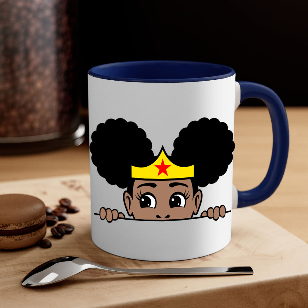 afro puff wonder woman girl peekaboo 84#- Black women - Girls-Mug / Coffee Cup