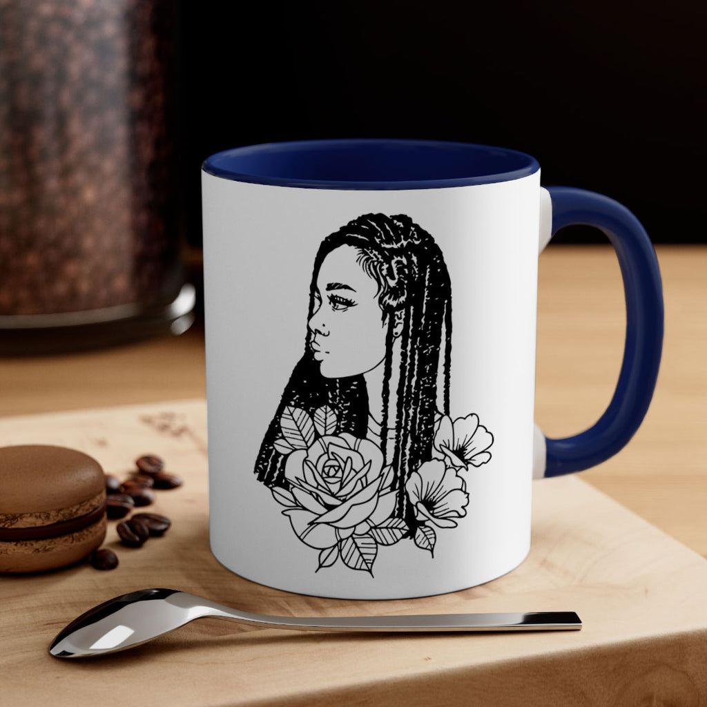 afro with flowers 70#- Black women - Girls-Mug / Coffee Cup