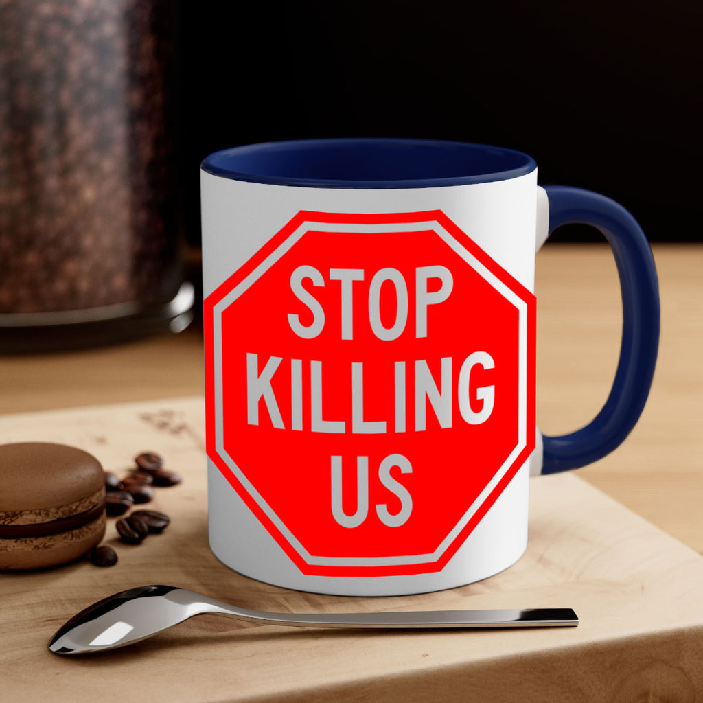 stop killing us 25#- black words - phrases-Mug / Coffee Cup