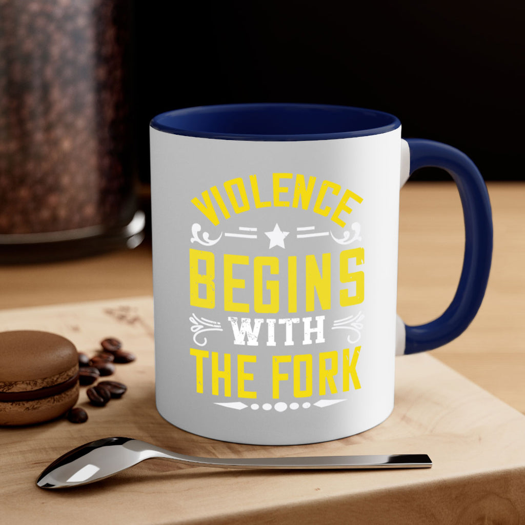 violence begins with the fork 11#- vegan-Mug / Coffee Cup