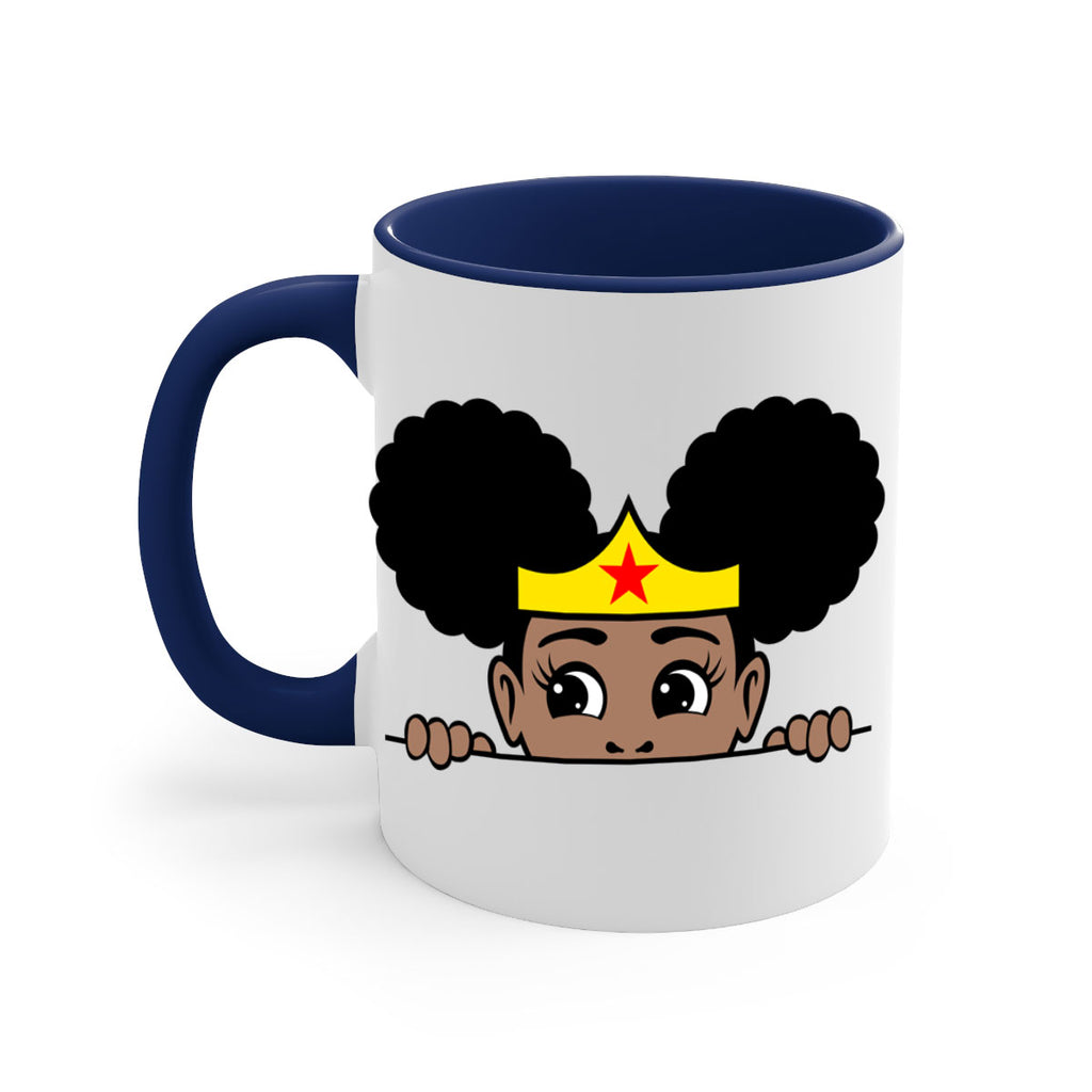afro puff wonder woman girl peekaboo 84#- Black women - Girls-Mug / Coffee Cup