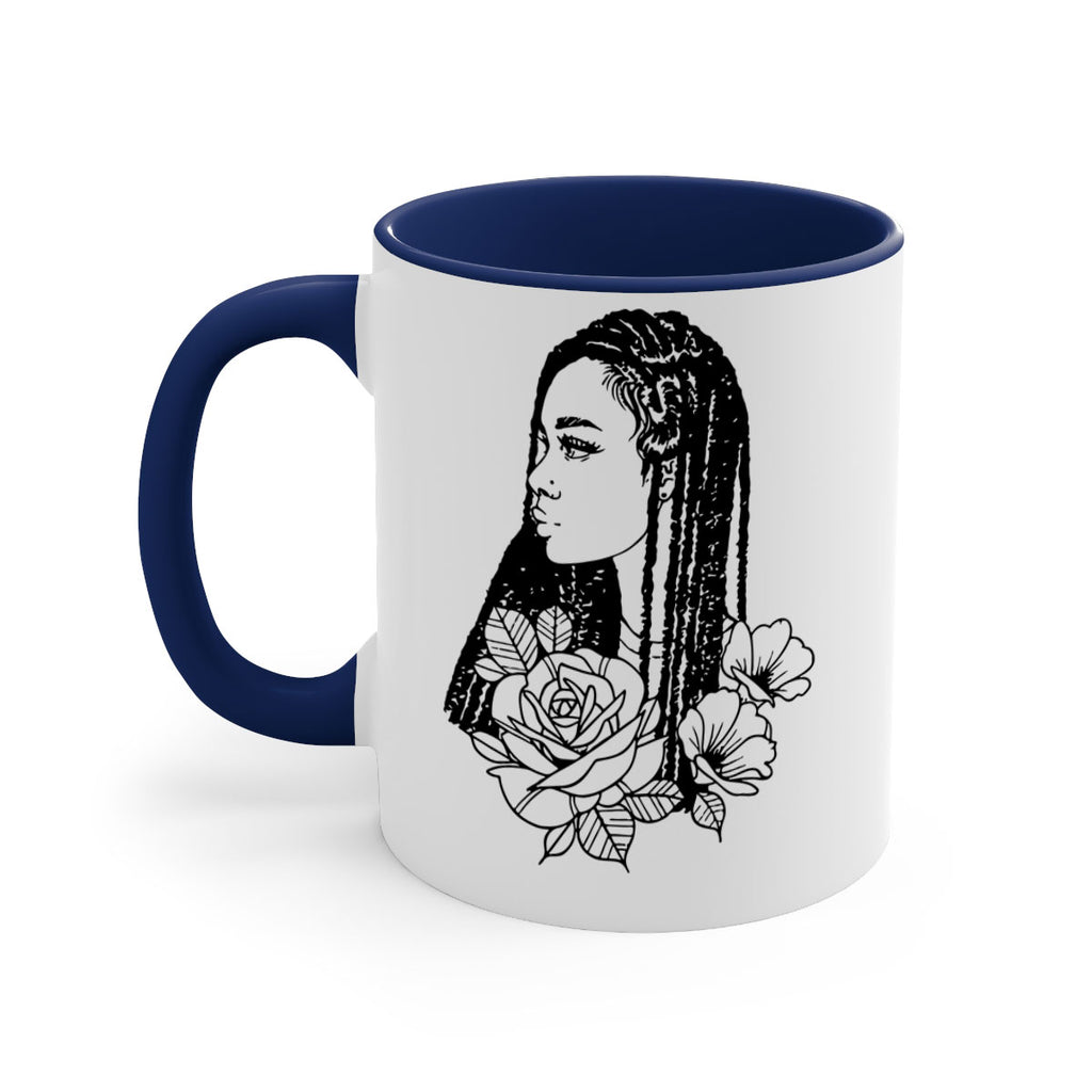 afro with flowers 70#- Black women - Girls-Mug / Coffee Cup
