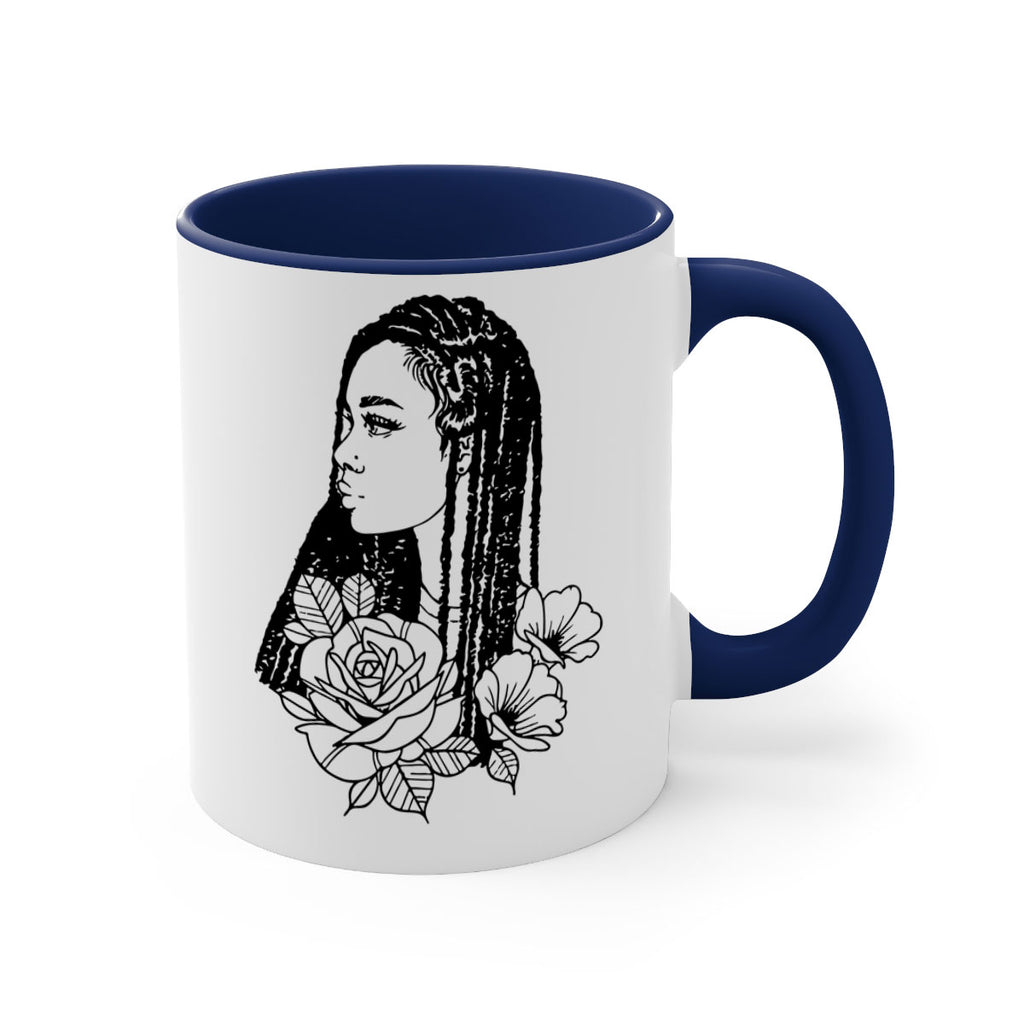 afro with flowers 70#- Black women - Girls-Mug / Coffee Cup