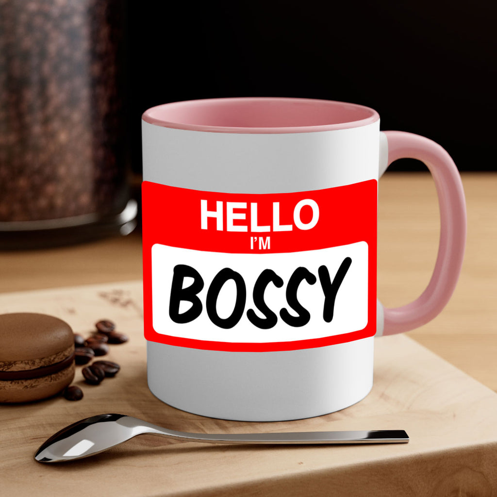 hello im bossy 132#- black words - phrases-Mug / Coffee Cup