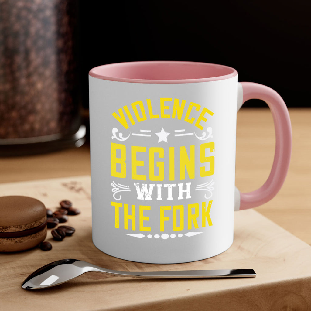 violence begins with the fork 11#- vegan-Mug / Coffee Cup