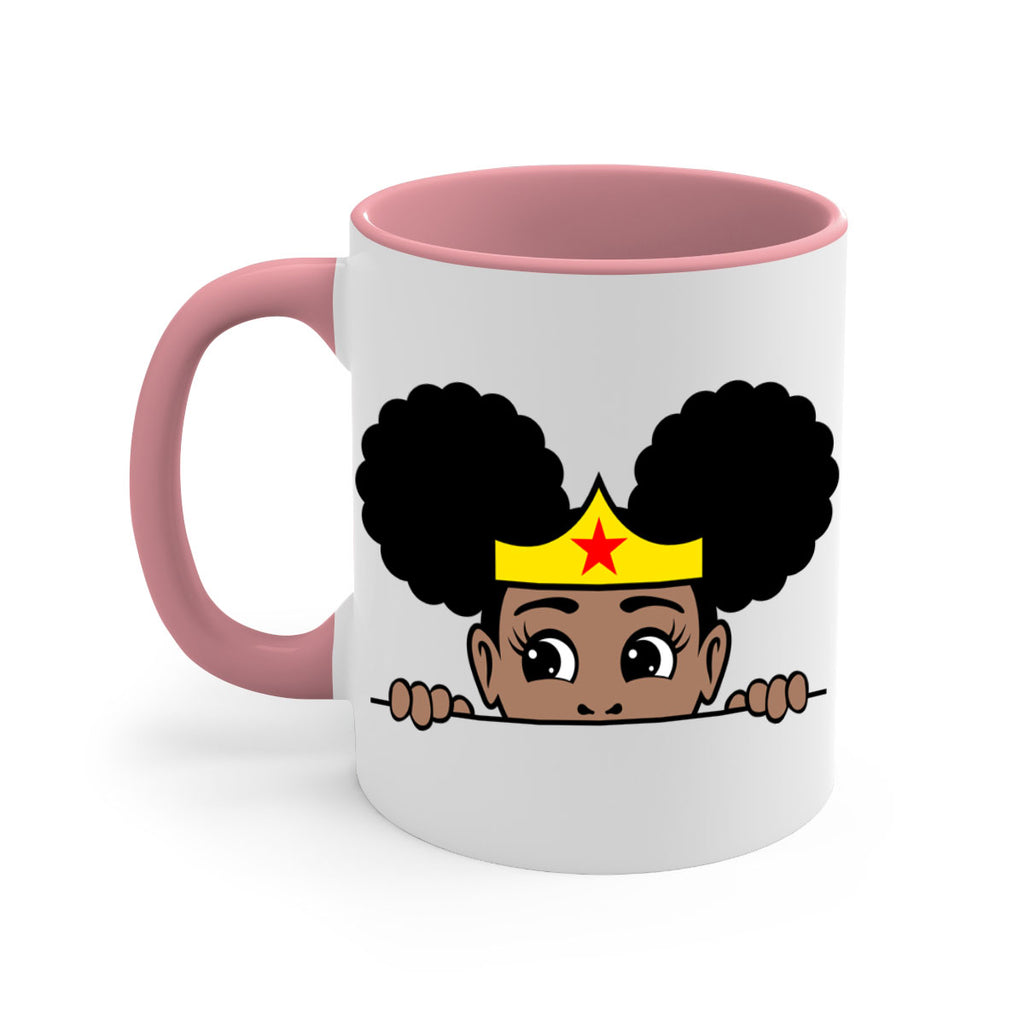 afro puff wonder woman girl peekaboo 84#- Black women - Girls-Mug / Coffee Cup