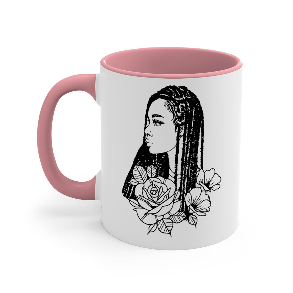 afro with flowers 70#- Black women - Girls-Mug / Coffee Cup