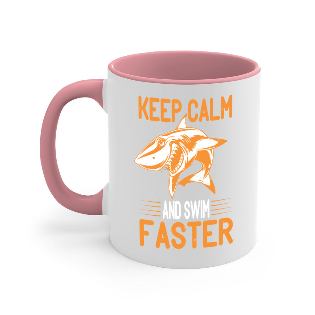 keep calm and swim faster Style 58#- Shark-Fish-Mug / Coffee Cup