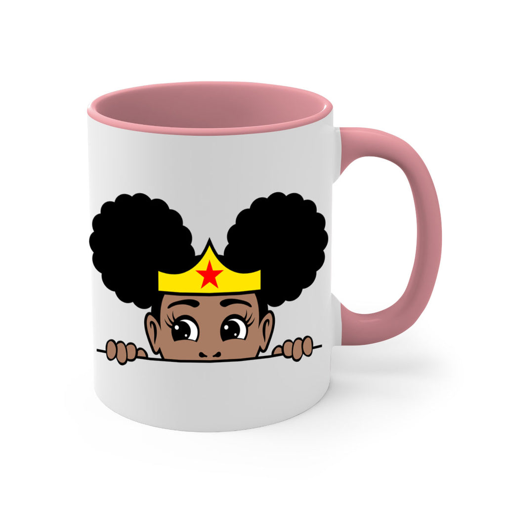 afro puff wonder woman girl peekaboo 84#- Black women - Girls-Mug / Coffee Cup