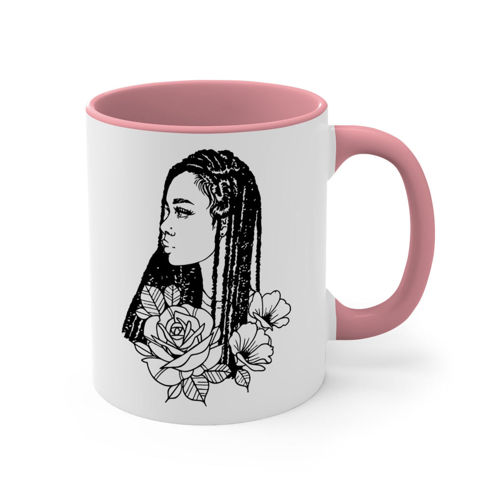 afro with flowers 70#- Black women - Girls-Mug / Coffee Cup