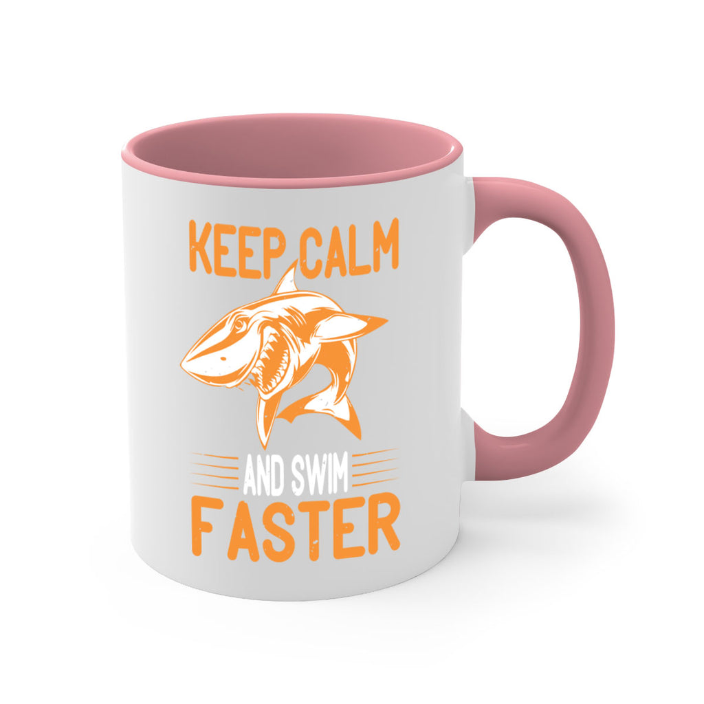 keep calm and swim faster Style 58#- Shark-Fish-Mug / Coffee Cup